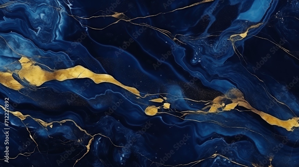 Abstract dark blue with golden veins marble stone texture background ...