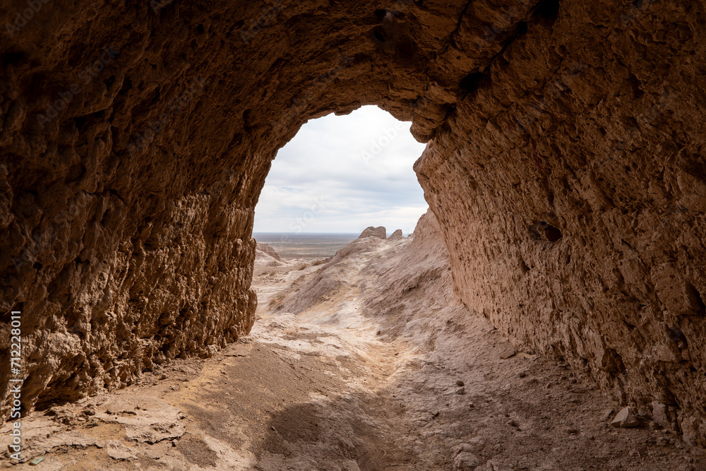The ruins of Ayaz Kala, one of Desert Castles of Ancient Khorezm traditionally known as Elliq Qala, Unesco World Heritage Site in Karakpakstan, Kyzylkum desert, Uzbekistan