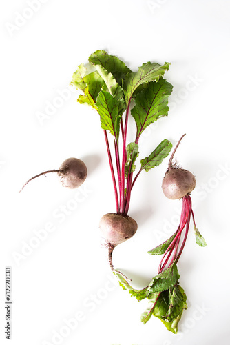 Beetroot on the white background. Flat lay. Food concept