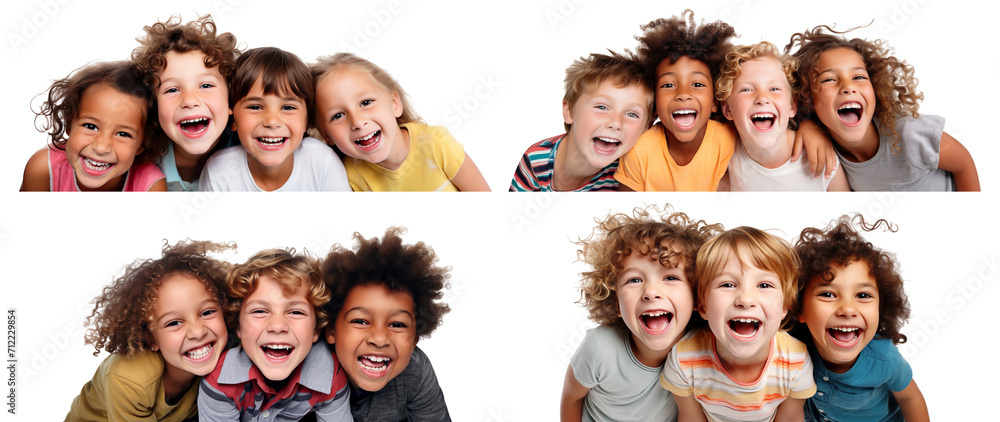 Set of happy kids having fun, cut out