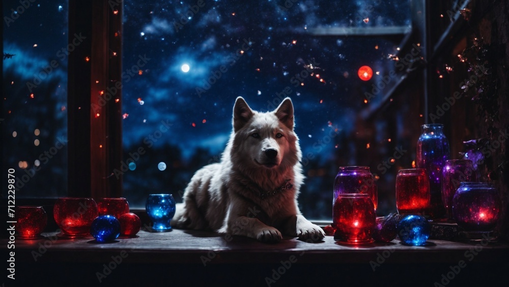christmas wolf on the street