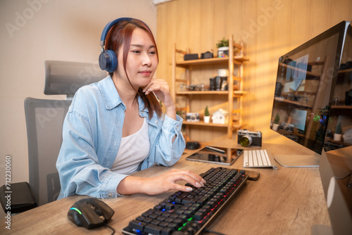  young editor deciding on images to use in her publication