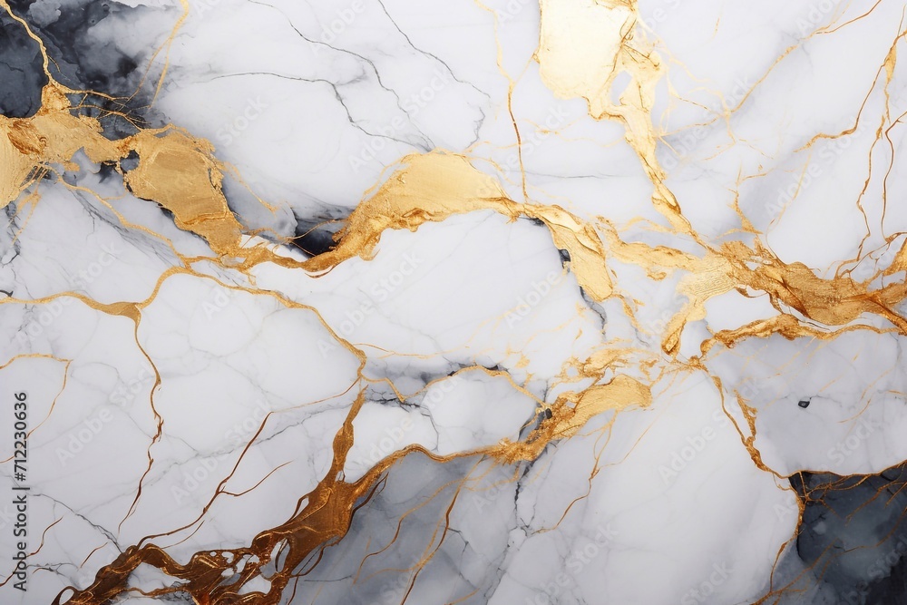 Abstract marble white, gray and gold veins. White marble texture luxury background
