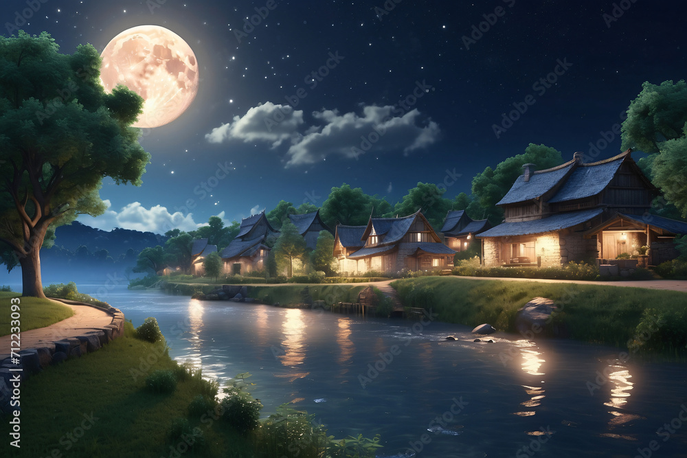 evening atmosphere in the village evening atmosphere in the village