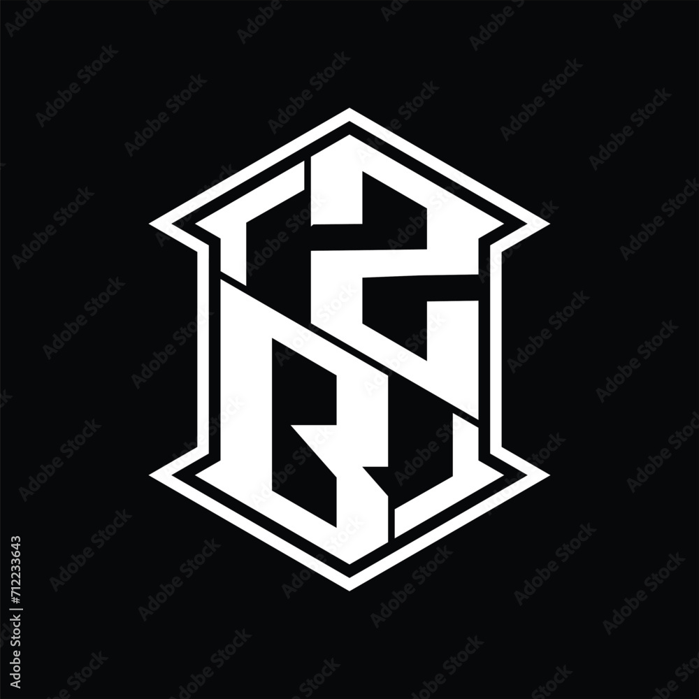 ZB Logo monogram hexagon shield shape up and down with sharp corner isolated style design ZB Logo monogram hexagon shield shape up and down with sharp corner isolated style design