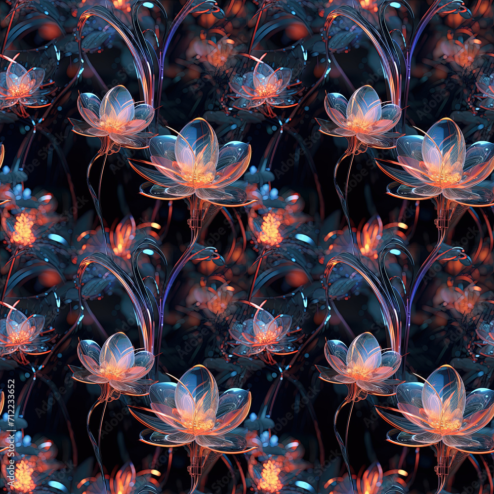 Seamless pattern with flowers. Glowing puff flowers Seamless pattern with flowers. Glowing puff flowers