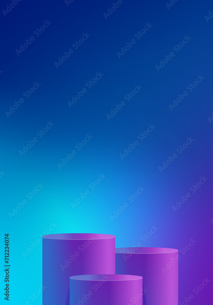 Purple three podium on dark blue and turquoise background. Purple three podium on dark blue and turquoise background.
