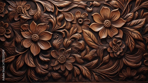 wooden carved floral texture background