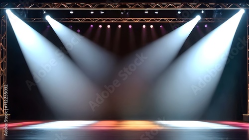 Empty stage dance stage light background with spotlight illuminated for modern dance production stage.