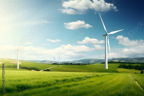 Wind Turbines in Nature A Renewable Energy Concept Generative AI