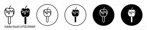 Caramelized apple vector icon set collection. Caramelized apple Outline flat Icon.