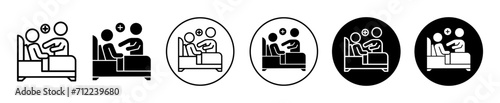 Caregiver nursing home vector icon set collection. Caregiver nursing home Outline flat Icon.
