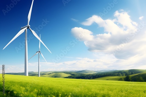 Wind Turbines in Nature A Renewable Energy Concept Generative AI