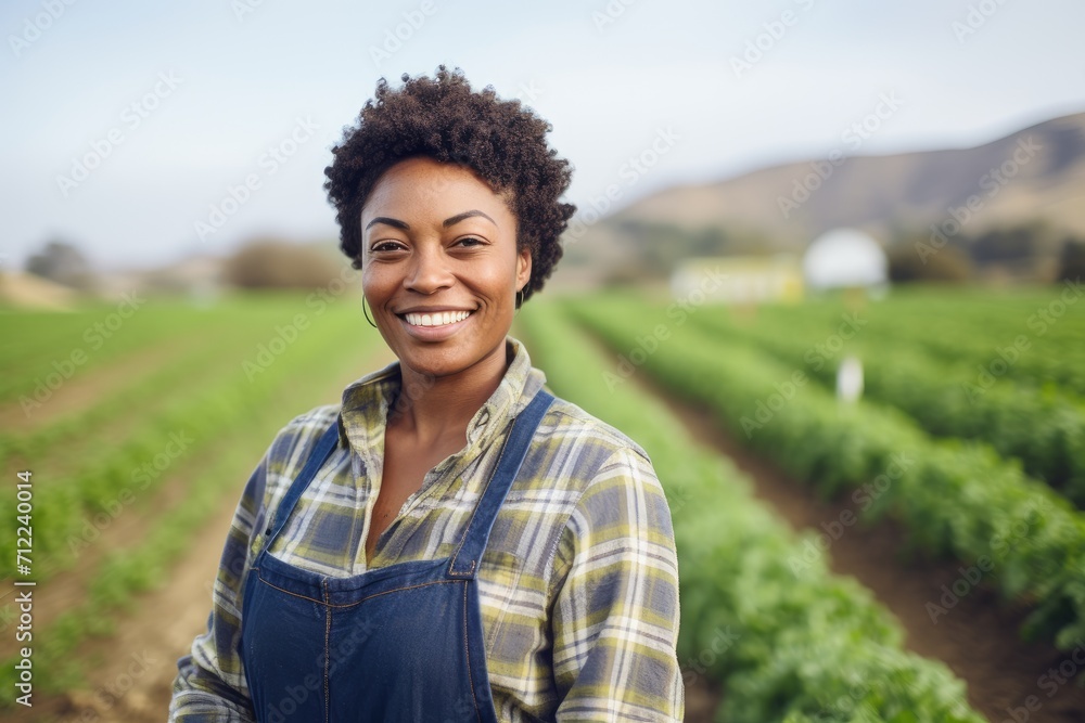 Happy african american farmer harvesting fresh organic vegetable in local farm at countryside. Worker in the agricultural field. Harvest, gardening and food concept Happy african american farmer harvesting fresh organic vegetable in local farm at countryside. Worker in the agricultural field. Harvest, gardening and food concept