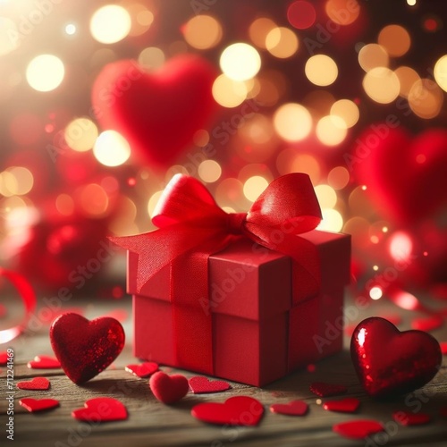 Gift box on bokeh background. Valentines day concept Valentine's day Generative ai