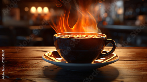 Cup of coffee with flame