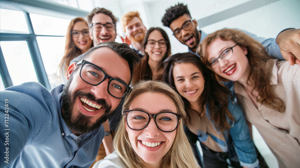 A diverse group of individuals happily posing for a picture in a social gathering. A diverse group of individuals happily posing for a picture in a social gathering.