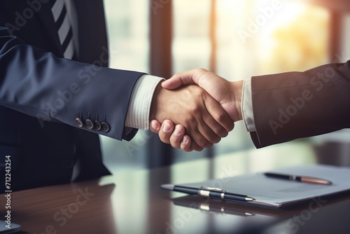 business people shaking hands in office