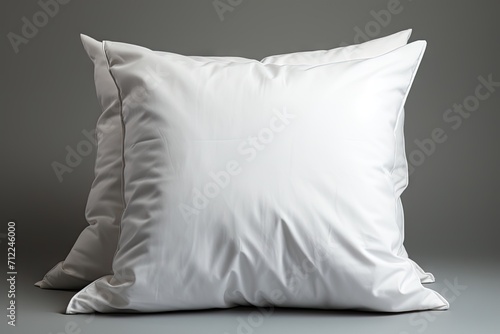 A set of white pillows isolated on grey background