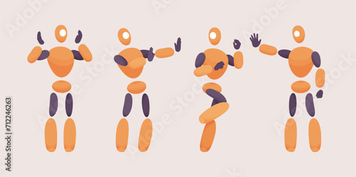 Embodied AI, computer repair technician negative, abstract male figure representing mechanical, electrical, software fixing program, virtual assistant in digital body, minimalistic vector illustration