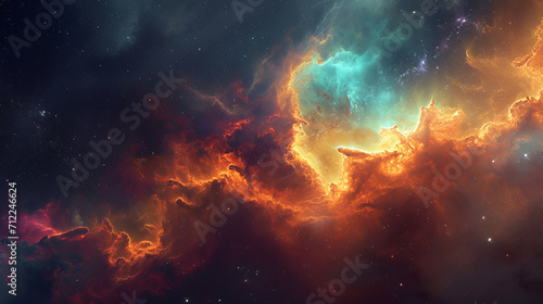 An awe-inspiring display of a cosmic nebula, where vivid colors and galactic textures converge, evoking the profound beauty that AI Generative technology can mirror.
