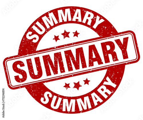 summary stamp. summary label. round grunge sign