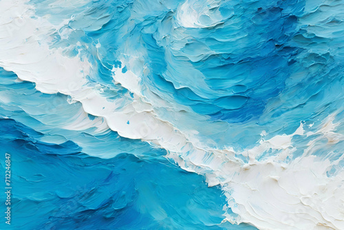 Abstract blue sea background with oil paint