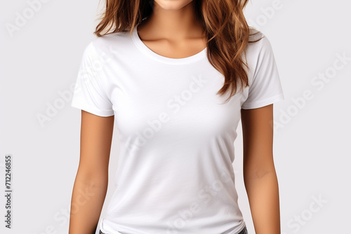 Woman in White Tshirt Mockup created with Generative AI