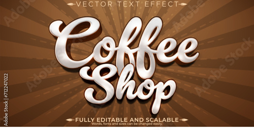Coffee shoptext effect, editable cafe and drink text style