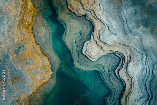 Aerial View of Abstract Natural Patterns on a Lake