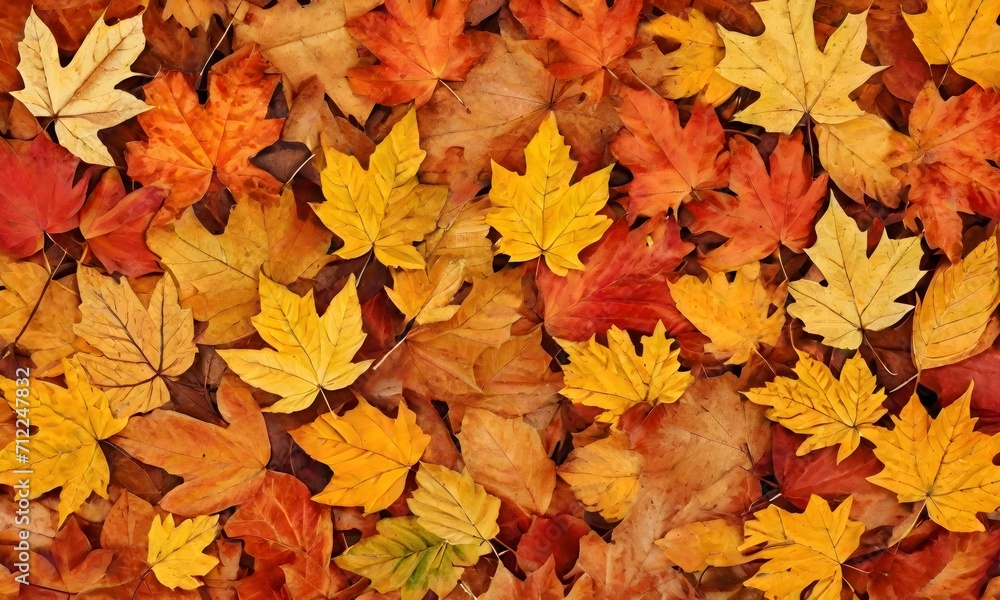 yellow and red leaves in the autumn forest