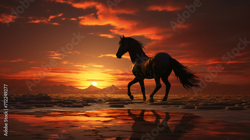 Horse at sunset © franklin