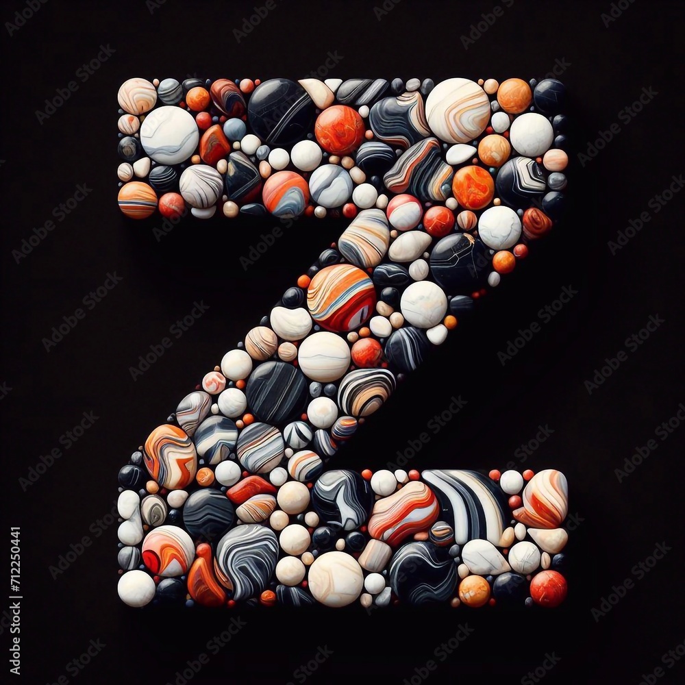 Z letter shape made of marble pebbles. AI generated illustration Z letter shape made of marble pebbles. AI generated illustration