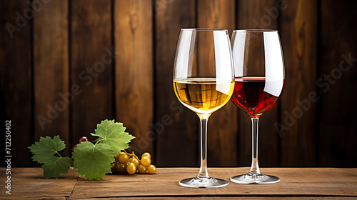 Red and golden wine in glasses, generative Ai