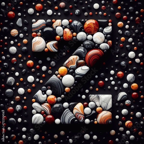 Z letter shape made of marble pebbles. AI generated illustration