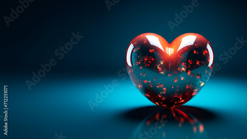 Marble heart on a dark background. Stone heart on a blue background. St. Valentine s Day. Mothers Day. Holiday  romantic illustration.