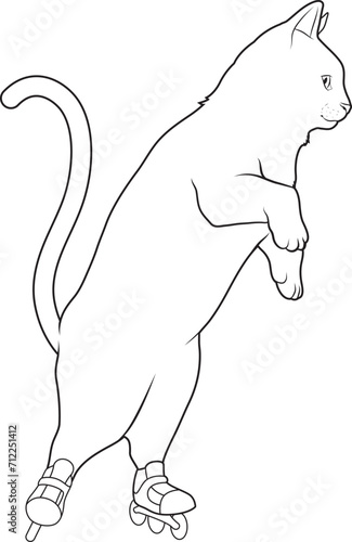 Cat Inline skating Roller skates Sports Animal Vector Graphic Art Illustration