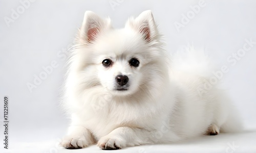 portrait of a Pomeranian dog on a light background