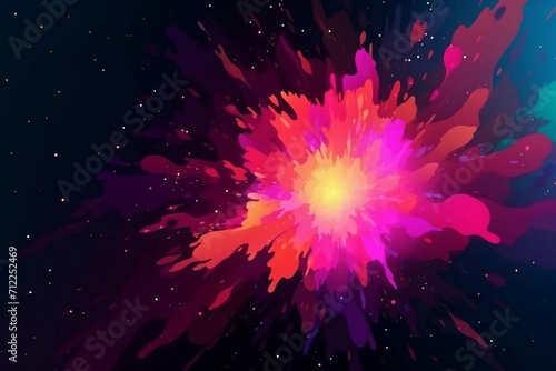 vibrant explosion cosmos banner  room for text. Generative AI