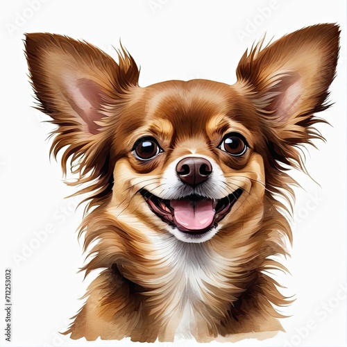 Watercolor chocolate chihuahua dog photo