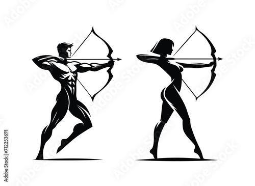 Male female archer vector