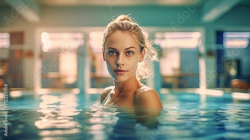 woman in the pool