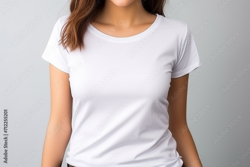 Woman in White Tshirt Mockup created with Generative AI Woman in White Tshirt Mockup created with Generative AI