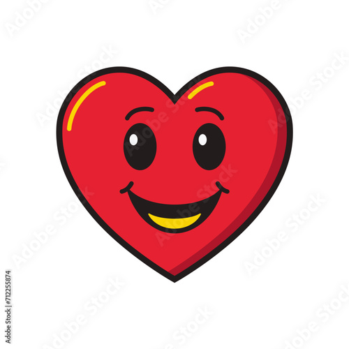 Red heart on a white background in cartoon style Postcard for February 14
