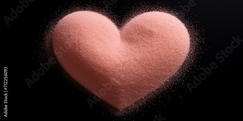 Pink Love heart thumping beating on dark background . photo