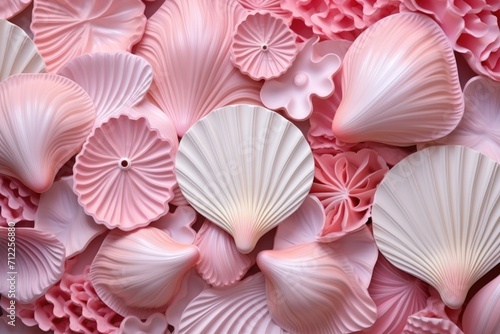 Minimal seashells aesthetic summer background. ai generated