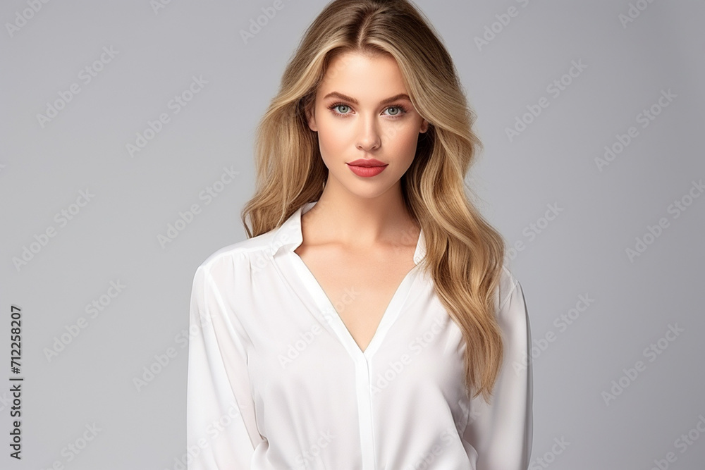 Woman in White Tshirt Mockup created with Generative AI Woman in White Tshirt Mockup created with Generative AI