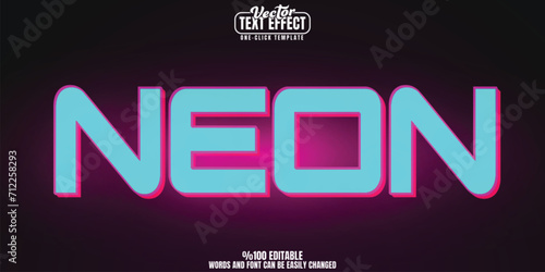 Neon editable text effect, customizable glow and laser 3D font style
