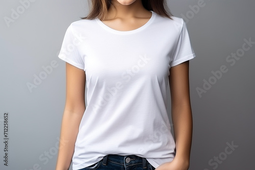 Woman in White Tshirt Mockup created with Generative AI