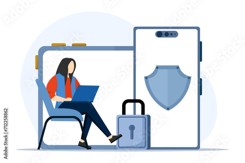 concept General data protection regulation, Control and security of personal information, browser cookie consent, GDPR disclose data collection Flat vector modern illustration.